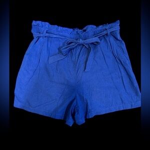 Ana Women's Blue High Waist Shorts with belt